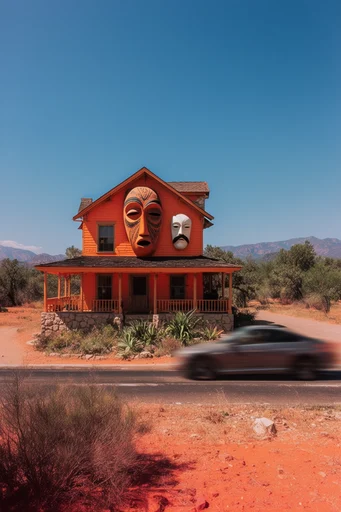 Kinetic Sun-Drenched Surrealism style reference image — low-angle wide-angle perspective