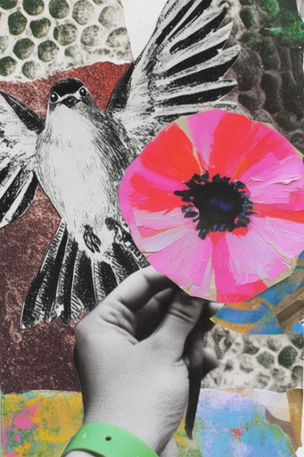 Gritty Avant-Garde Collage style reference image — torn paper edges