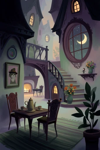 Cozy Twilight Whimsy style reference image — twilight color palette