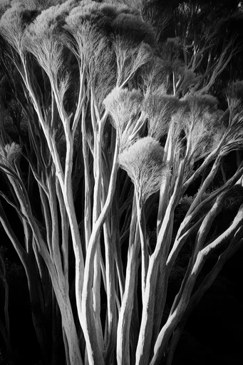 Monochrome Botanical Noir style reference image — chiaroscuro lighting
