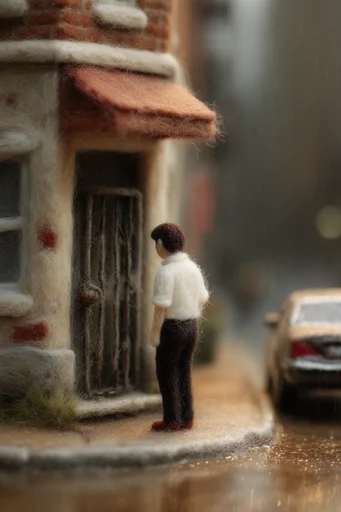 Tactile Whimsical Minimalism style reference image — needle felted texture