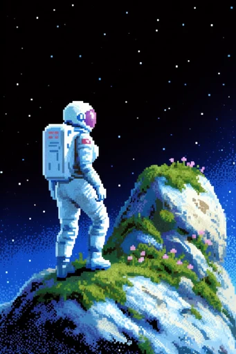 Neon Retro Pixel-Cosmos moodboard — generate AI images in this style