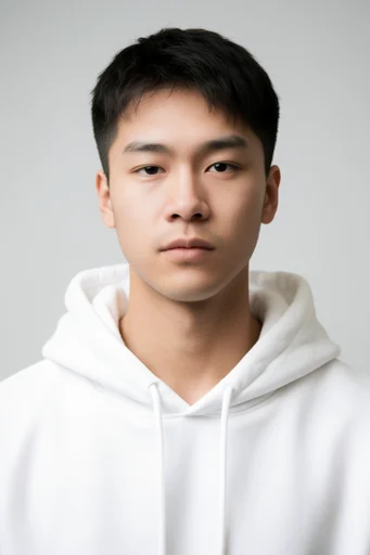 Polished Minimalist Editorial style reference image — high-end studio portrait