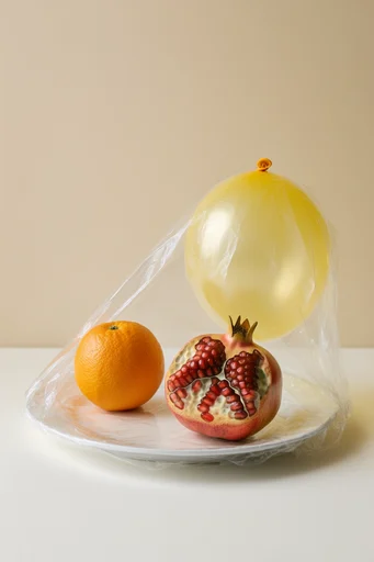 Synthetic Organic Minimalism style reference image — translucent plastic texture
