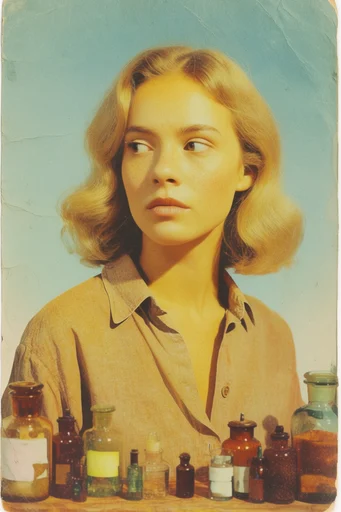 Nostalgic Surrealist Collage style reference image — sun-faded color palette