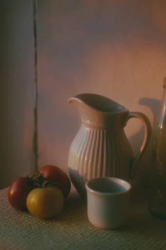 Nostalgic Golden Pastoral style reference image — heavy analog grain