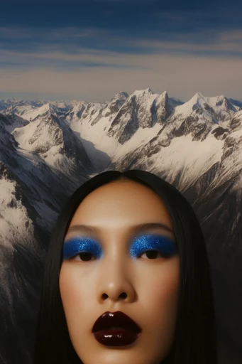 Prismatic Tactile Glamour style reference image — macro beauty portrait