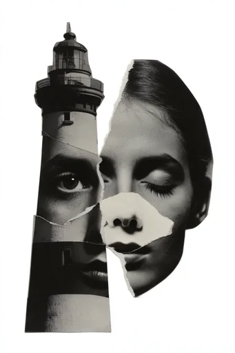 Monochrome Surrealist Collage style reference image — anatomical fragments