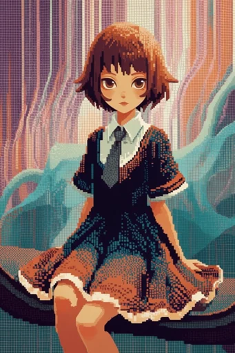 Retro-Digital Mythic Impressionism style reference image — dithering texture