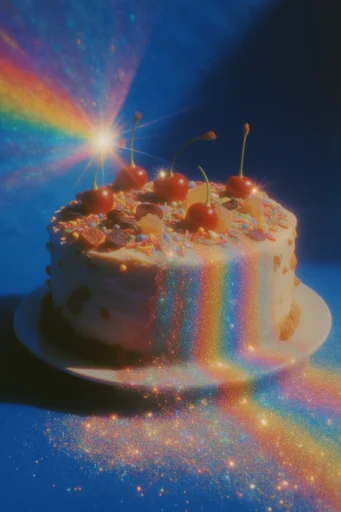 Prismatic Retro Dreamscape style reference image — high-contrast dark composition