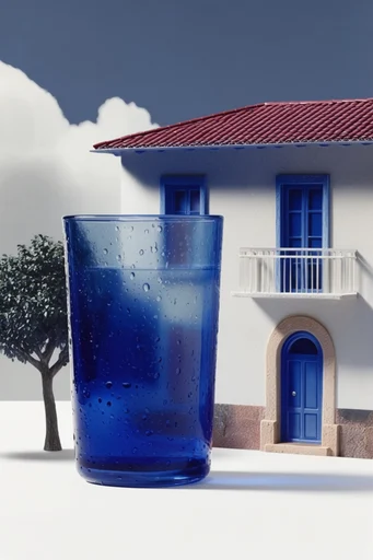 Lucid Cobalt Minimalism style reference image — translucent glass and gel
