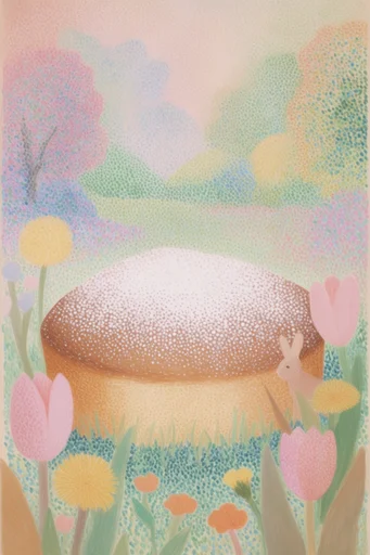 Ethereal Pointillist Storybook style reference image — folkloric aesthetic