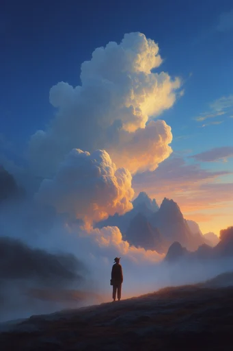 Monumental Twilight Cloudscapes style reference image — towering cumulus clouds