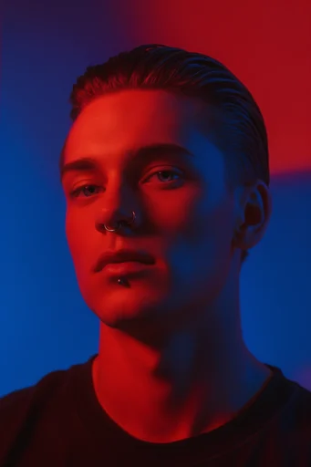 Cinematic Neon Noir style reference image — high-contrast dual-tone lighting