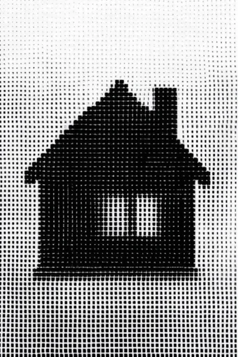 Monochrome Geometric Abstraction style reference image — halftone raster