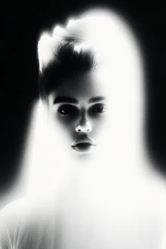 Spectral Stippled Noir style reference image — ethereal white glow