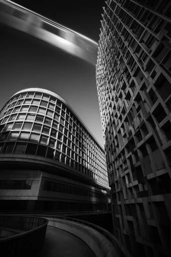 Monolithic Brutalist Noir style reference image — high-contrast black and white
