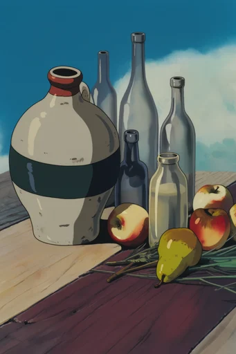 Nostalgic Cel-Shaded Aviation style reference image — hand-painted gouache background