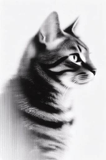 Monochrome Glitch Topology style reference image — chromatic aberration