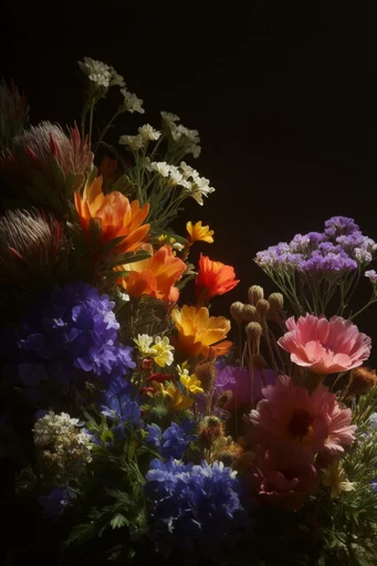 Dramatic Chiaroscuro Botanicals style reference image — sculptural floral portrait