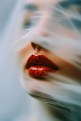 Tactile Gloss Distortion style reference image — glossy wet skin texture