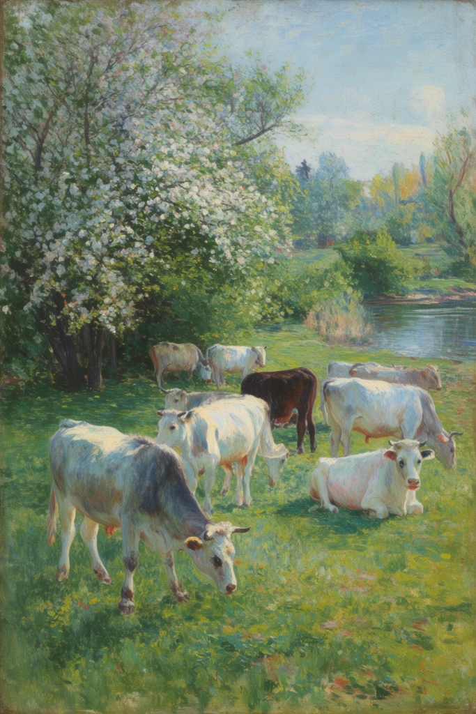 Luminous Impressionist Pastoral style AI image example 3