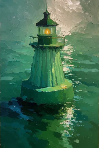 Luminous Impasto Waters style reference image — sun-dappled liquid reflections