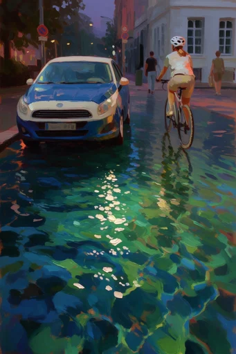Luminous Impasto Waters style reference image — thick impasto oil painting
