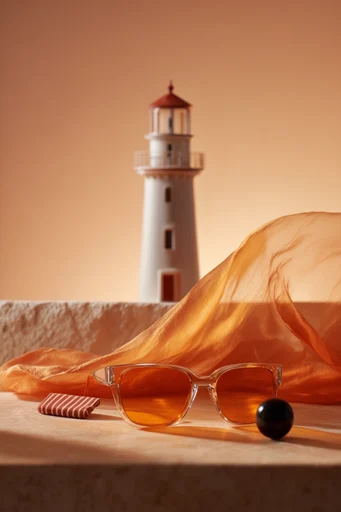 Amber Surrealist Still-Life style reference image — hard direct studio lighting