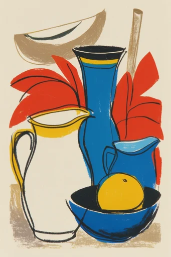Raw Graphic Print Expressionism style reference image — bold primary colors
