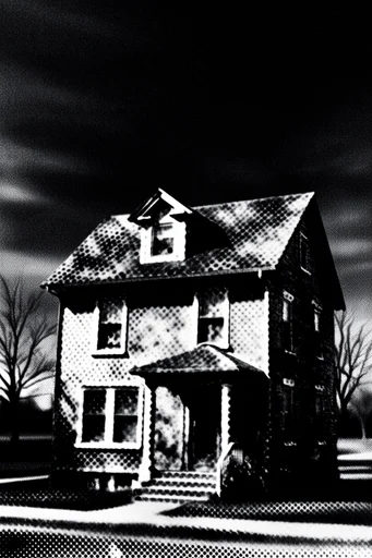 Gritty Monochromatic Noir style AI image example 4