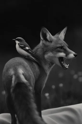 Monochromatic Surrealist Noir style AI image example 3