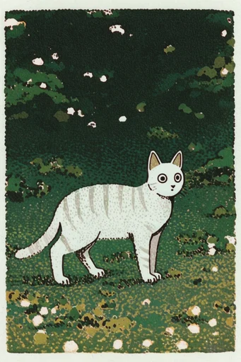 Moody Nocturnal Pastoral style reference image — grainy paper texture