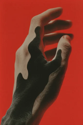 Crimson Velvet Surrealism style reference image — minimalist scale juxtaposition