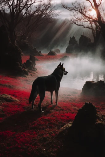 Crimson Mystic Surrealism style reference image — solitary figure