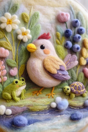 Tactile Fiber Landscapes style reference image — needle felted fiber art