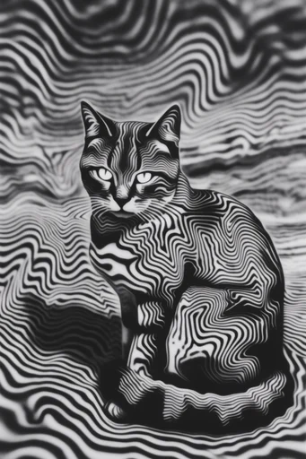 Monochrome Glitch Topography style reference image — chromatic aberration