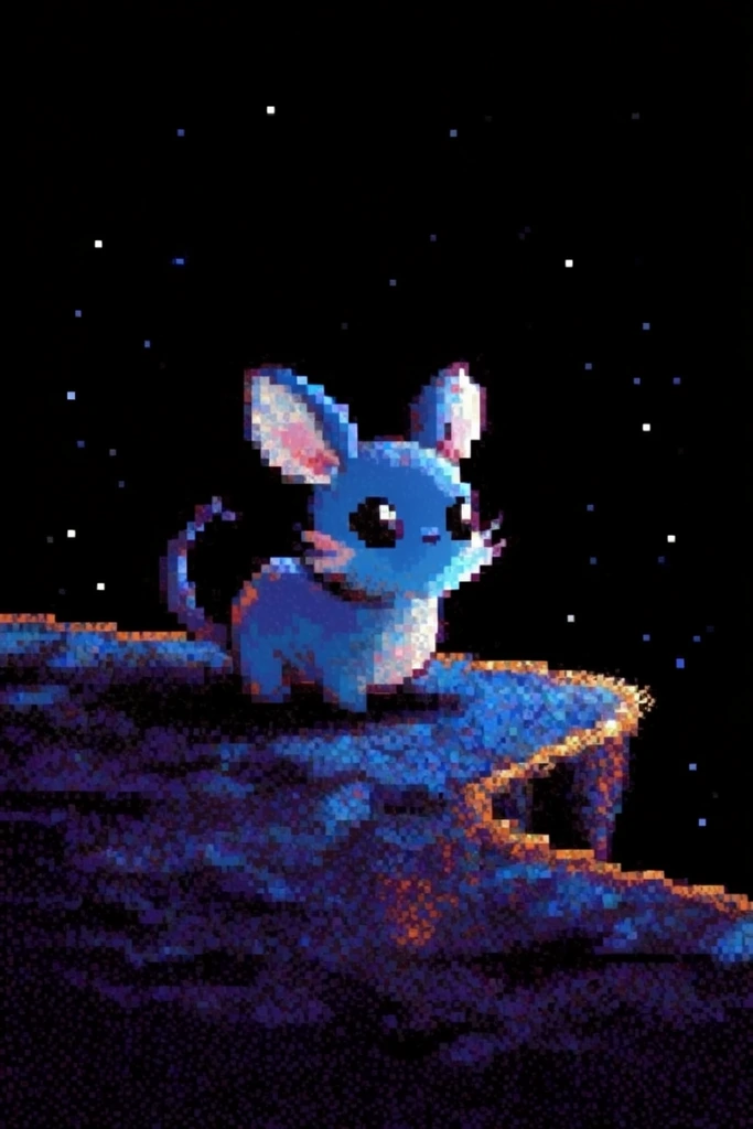 Nostalgic Cosmic Pixelism style AI image example 3