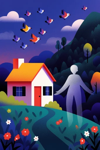 Vibrant Grainy Geometry style reference image — saturated color palette