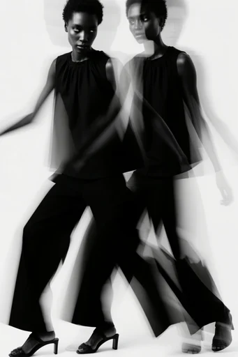 Fragmented Monochromatic Noir moodboard — generate AI images in this style