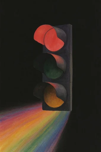 Spectral Cosmic Noir style reference image — prismatic light leaks