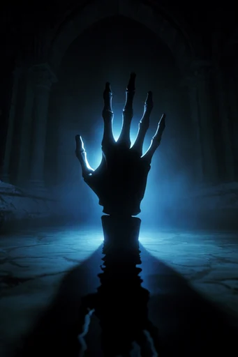 Abyssal Storm Gothic style reference image — volumetric teal lighting