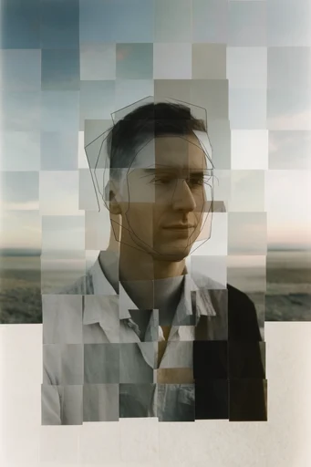 Fragmented Monochrome Surrealism style reference image — monochrome collage