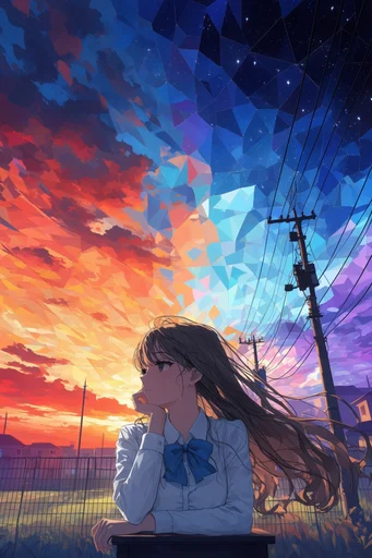 Prismatic Anime Apocalypse style reference image — prismatic light leaks