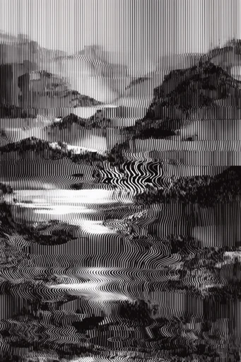 Monochrome Glitch Topology style AI image example 2