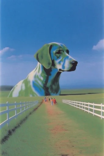 Hyper-Saturated Surreal Pastoralism style reference image — uncanny diorama style