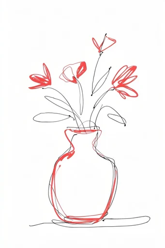 Minimalist Red Ink Whimsy style reference image — minimalist line art