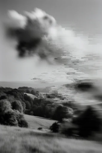 Disintegrated Monochrome Glitch style reference image — pixel sorting