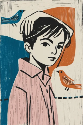 Retro Risograph Printmaker style reference image — misregistration effect