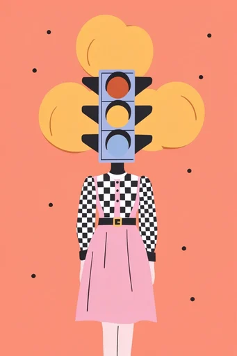 Midcentury Mod Surrealist style reference image — bold ink outlines